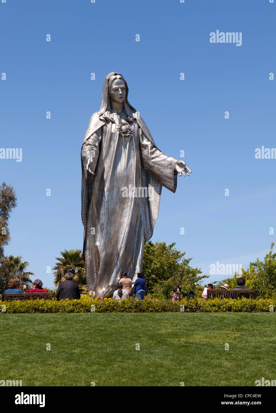 Stainless steel statue of the Virgin Mary Stock Photo