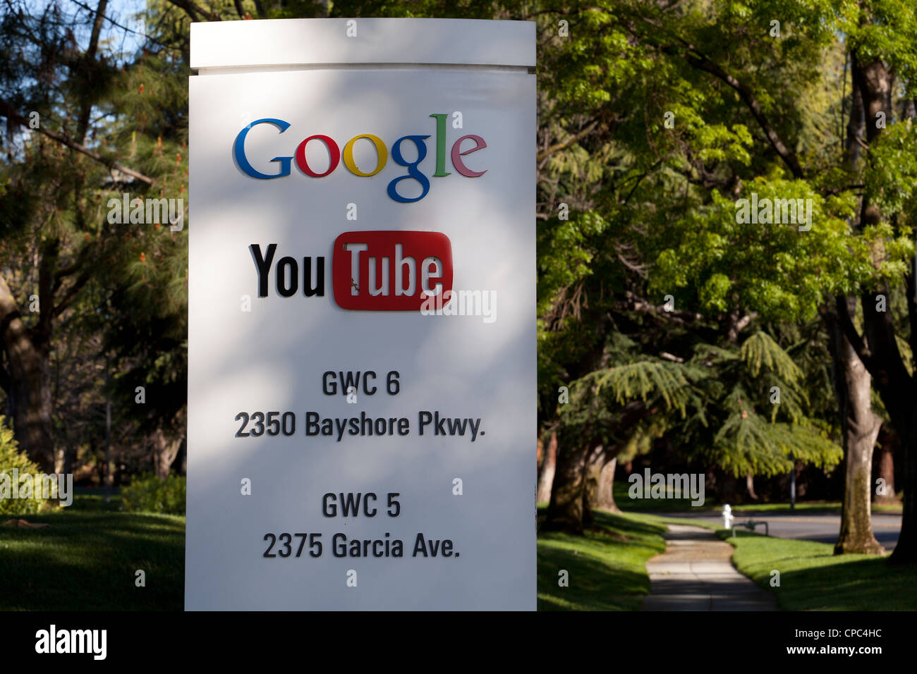 Google YouTube headquarters sign - Mountain View, California USA Stock Photo