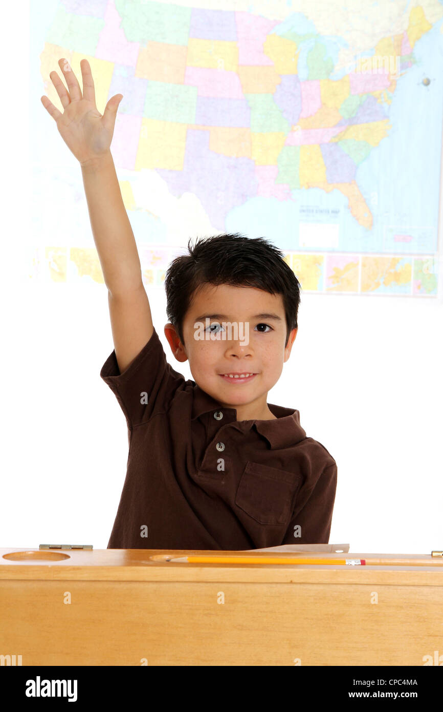 Elementary aged boy set on a white background Stock Photo - Alamy