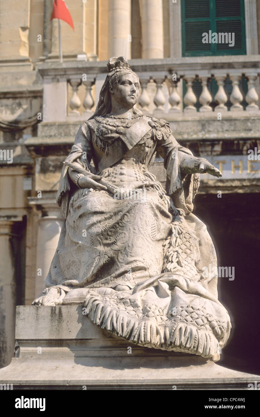 Valletta, Malta. Queen Victoria Statue in Republic Square Stock Photo