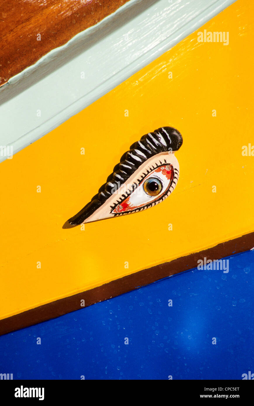 Marsaxlokk, Malta. Luzzu, Small Boat, with Eye of Osiris Stock Photo