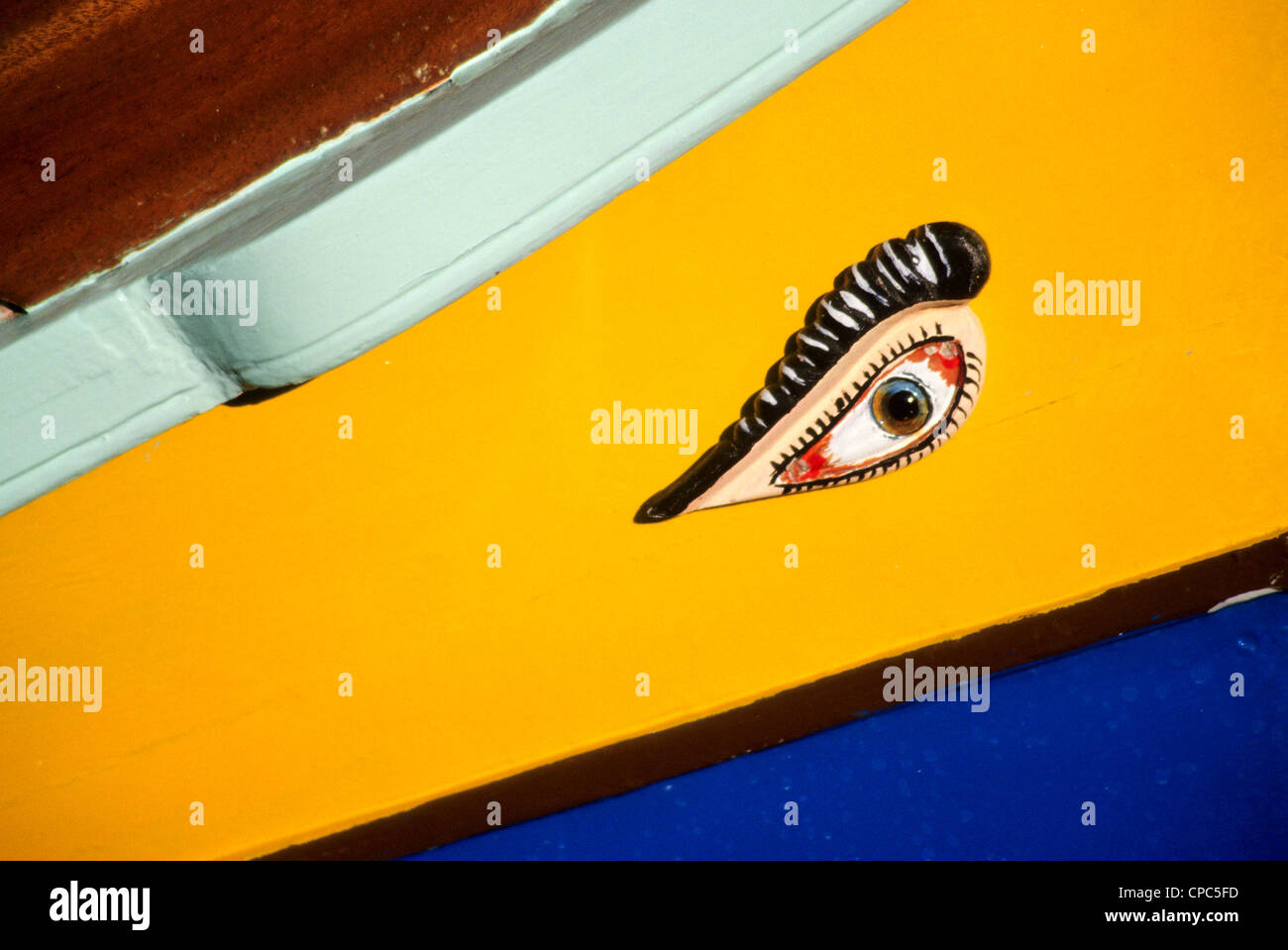 Marsaxlokk, Malta. Luzzu, Small Boat, with Eye of Osiris Stock Photo