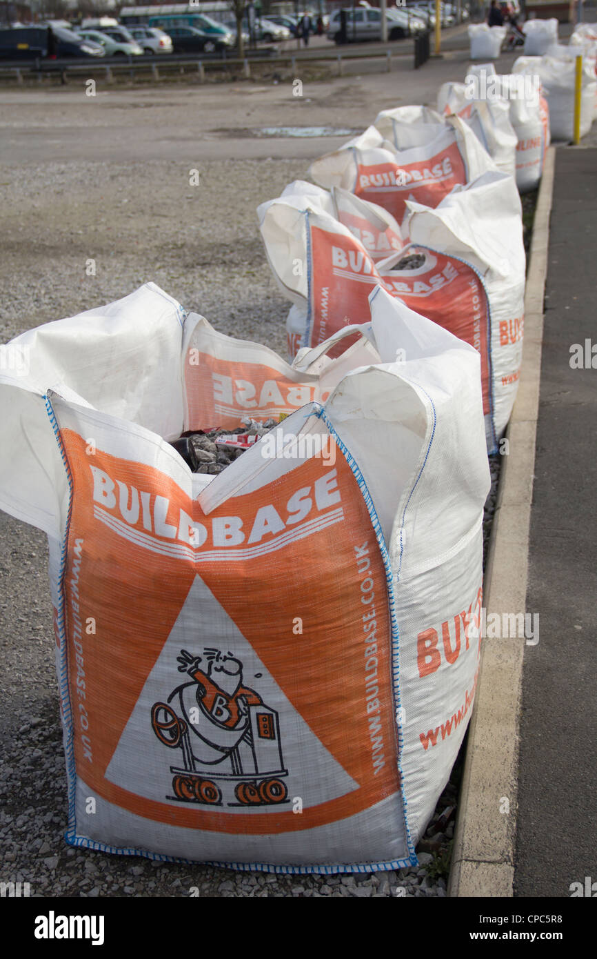 Builder's Merchant bulk bag full of gravel. These bags are being used  to prevent access to land which may be  used for illegal encampments. Stock Photo