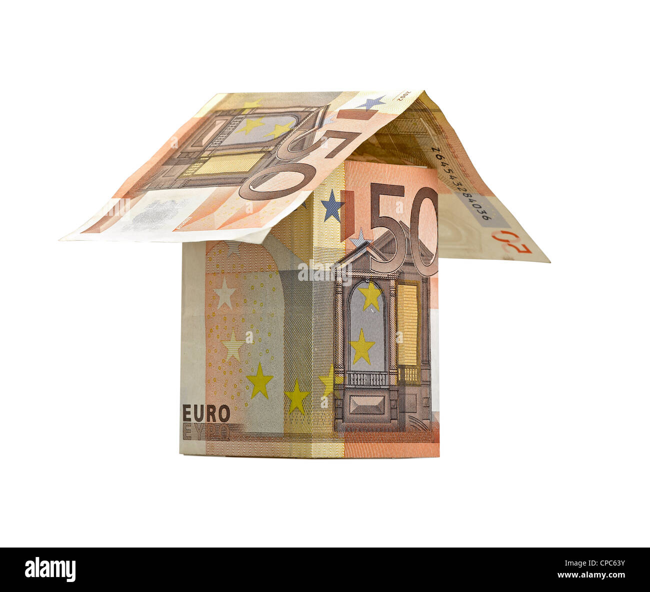 house of banknotes isolated on white (clipping path Stock Photo - Alamy