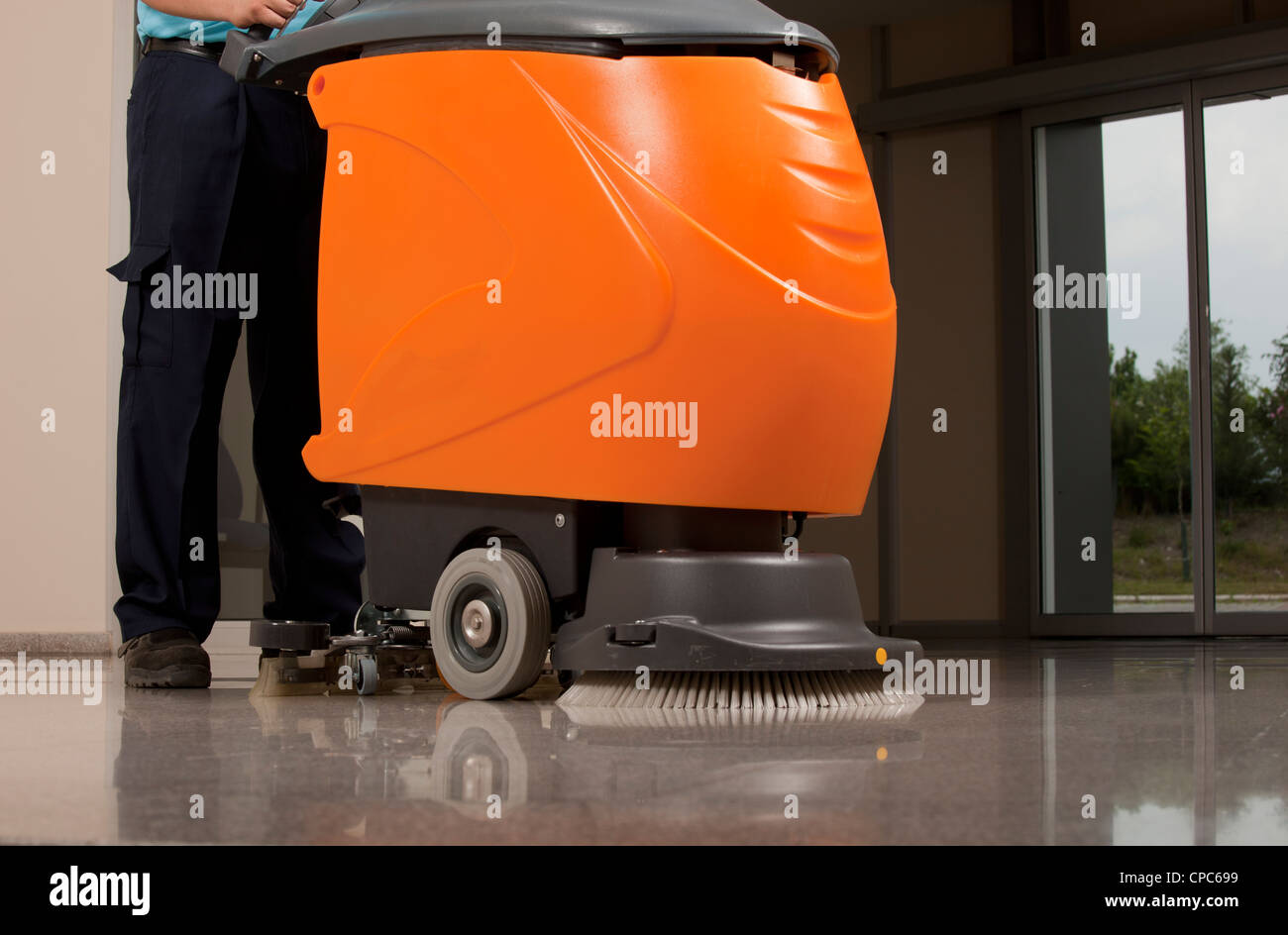 cleaning floor with machine Stock Photo Alamy
