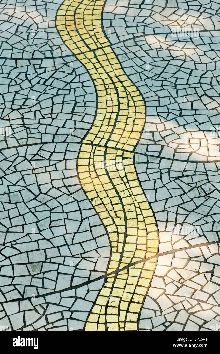 Decorative tiled crazy paving. Eden Project. Cornwall, England Stock Photo