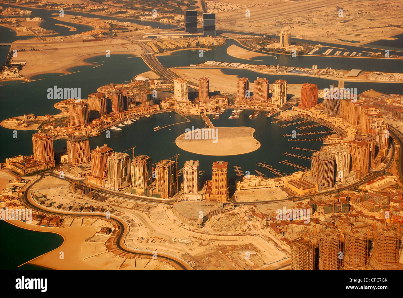 Aerial view of The Pearl, Qatar Stock Photo