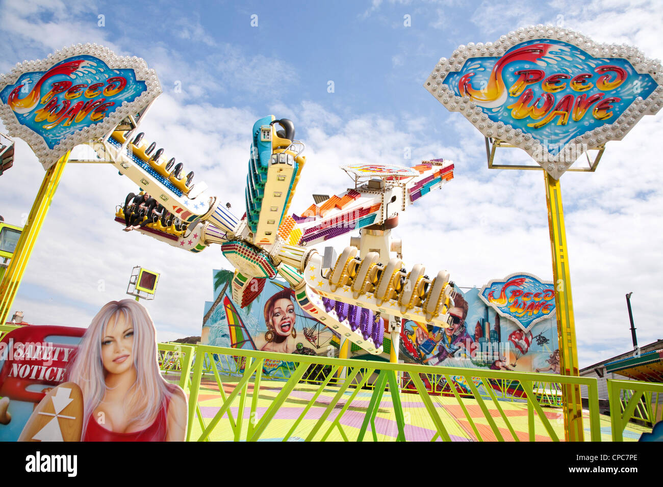 Safety notice life guard and Speed Wave ride on Hastings seafront ...