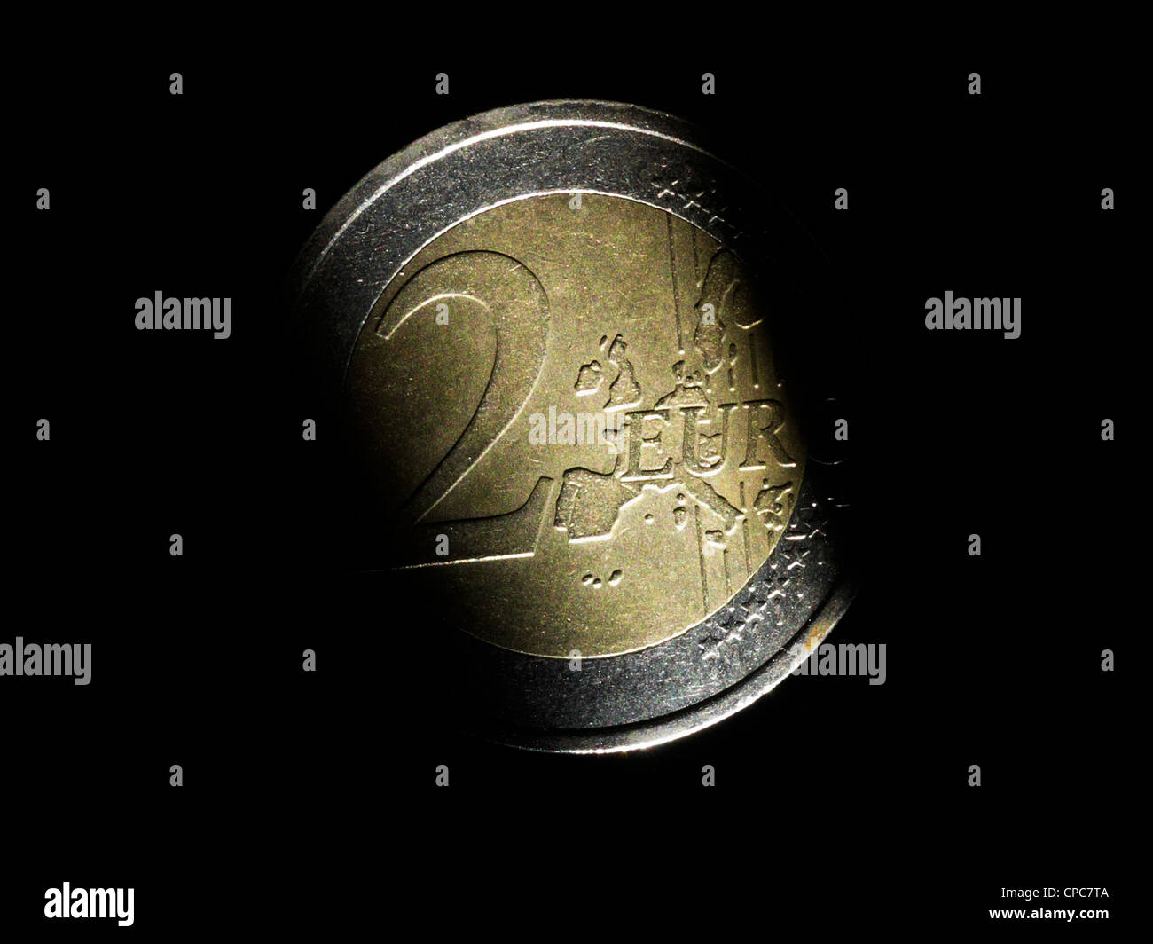A two Euro Coin from the single European Currency. Stock Photo