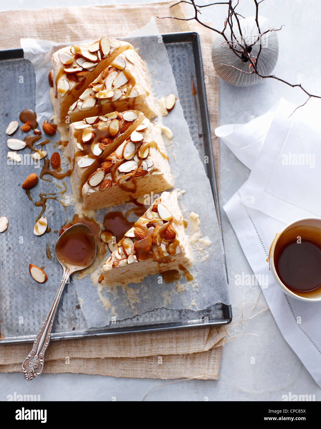 Almond croquante and coffee on table Stock Photo