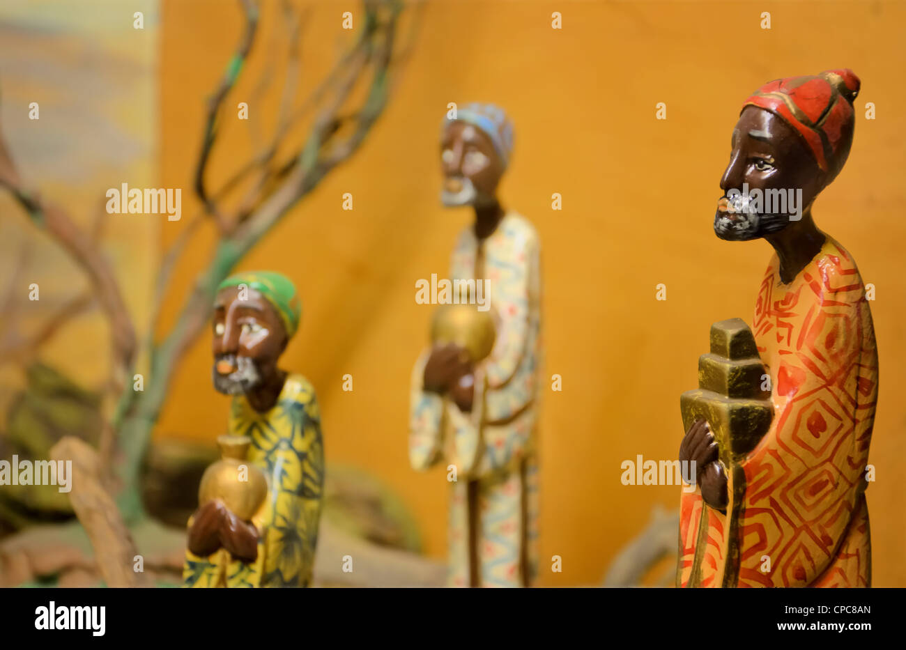 Figures of the Three Kings in the nativity scene Stock Photo Alamy