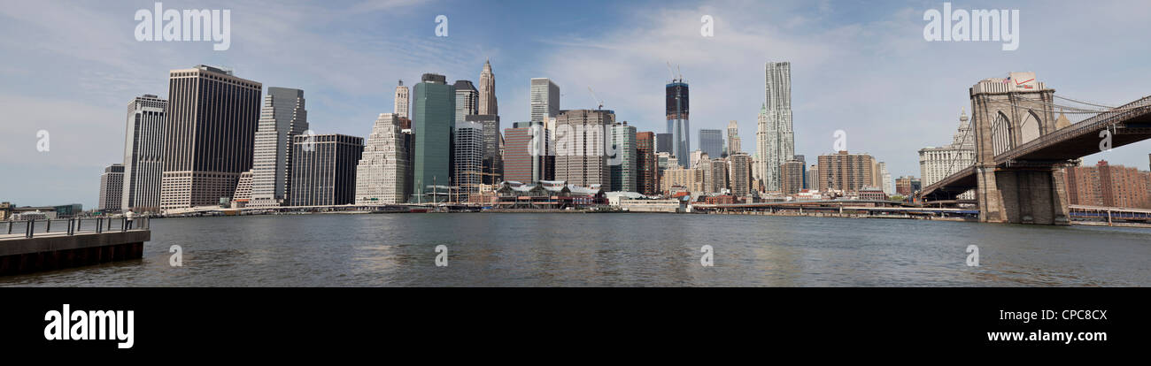 New York City skyline showing financial district of Lower Manhattan, New York City. Stock Photo