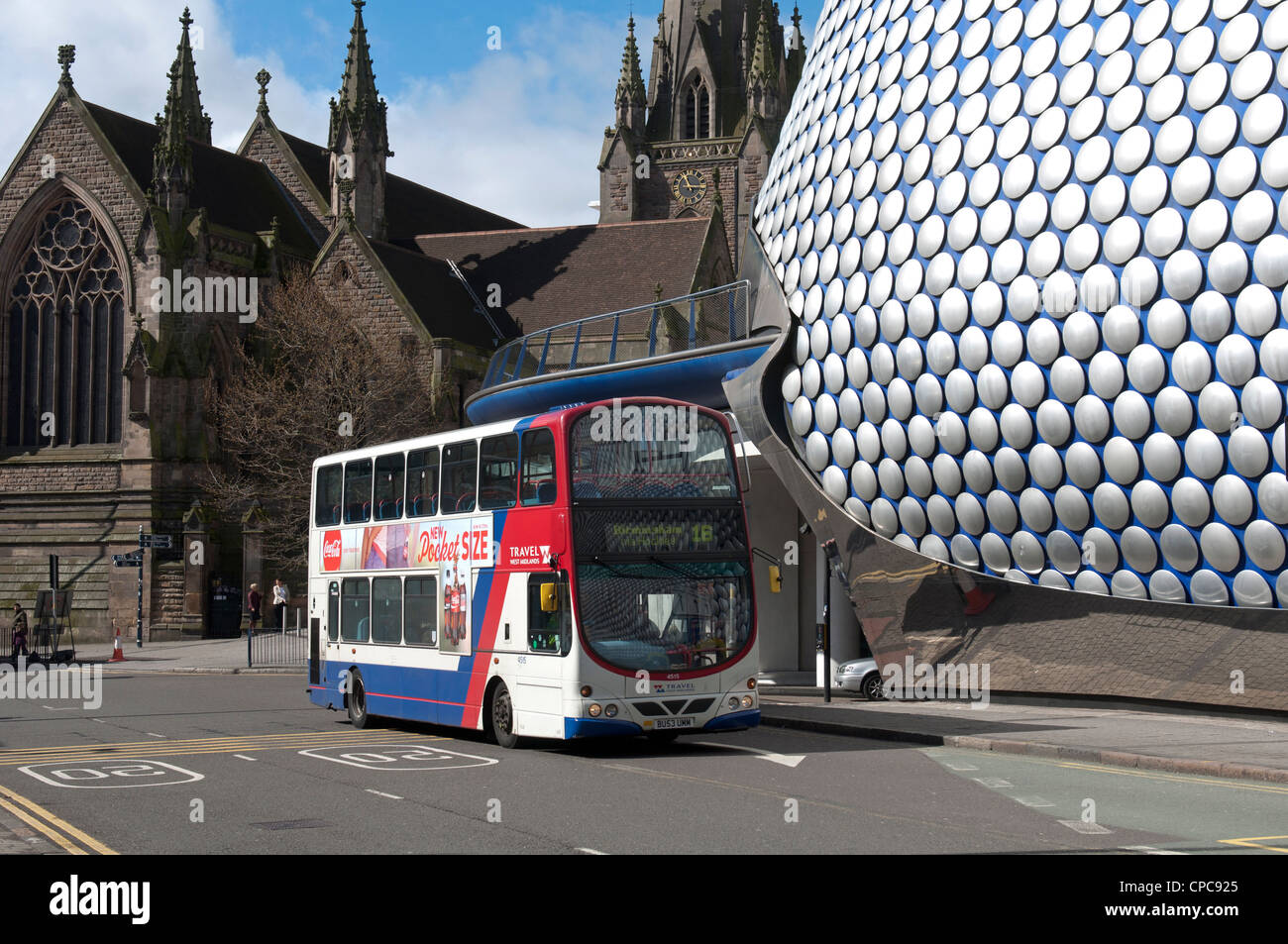 Bus in city centre, Birmingham, UK Stock Photo