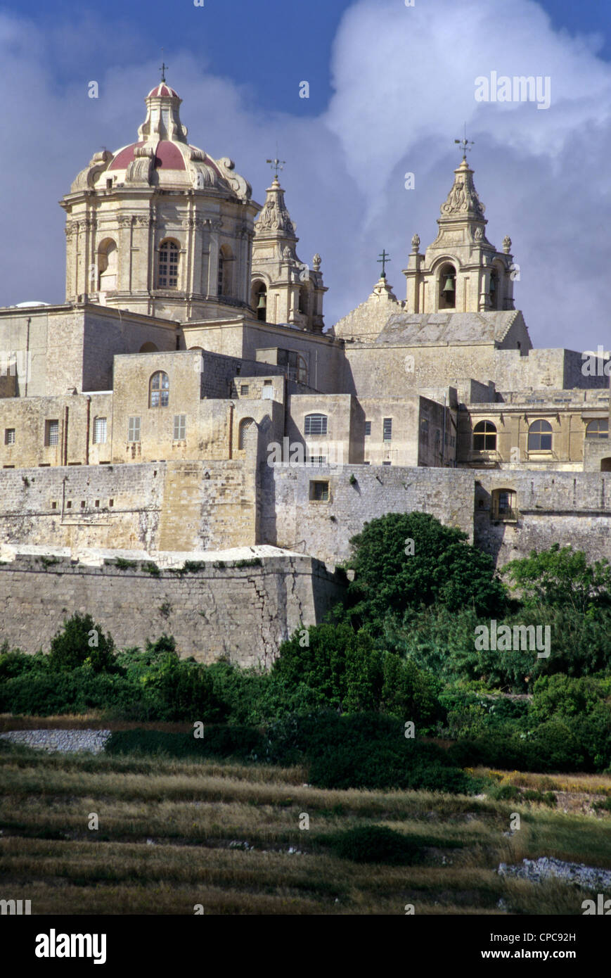Mdina, Malta. City Walls, Church Stock Photo Alamy