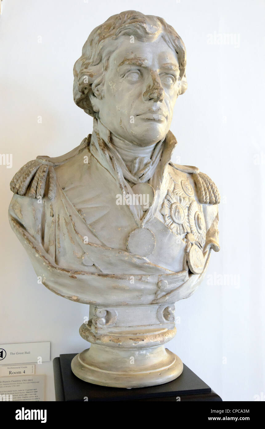 Bust  of Vice Admiral Horatio Nelson, Viscount Nelson and Duke of Bronte 1758-1805 by Sir Francis Chantrey (1781-1841) - Queen's House, Greenwich - London, England Stock Photo