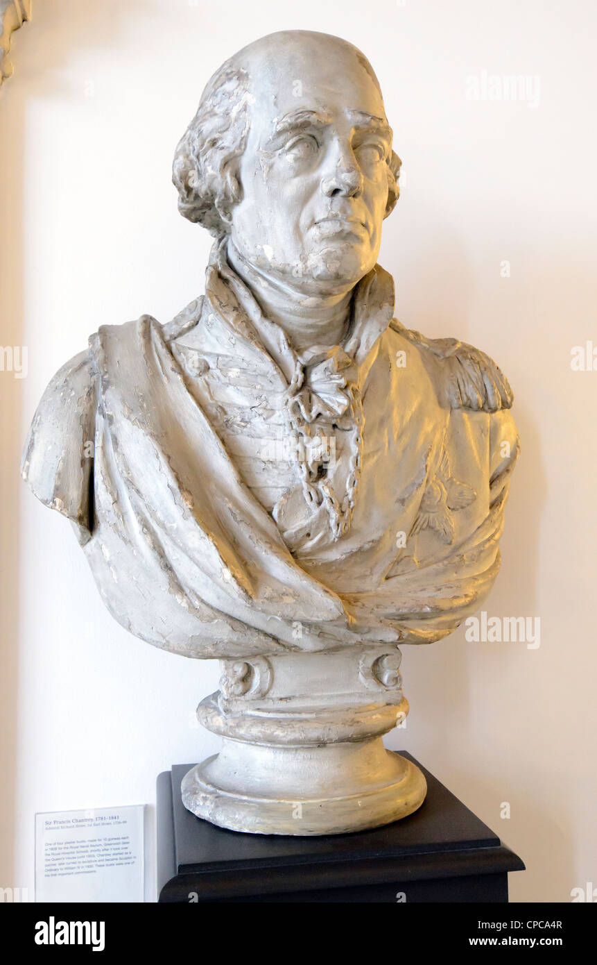 Bust  of Admiral Richard Howe, 1st Earl St Vincent 1726-99 by Sir Francis Chantrey (1781-1841) - Queen's House, Greenwich - London, England Stock Photo