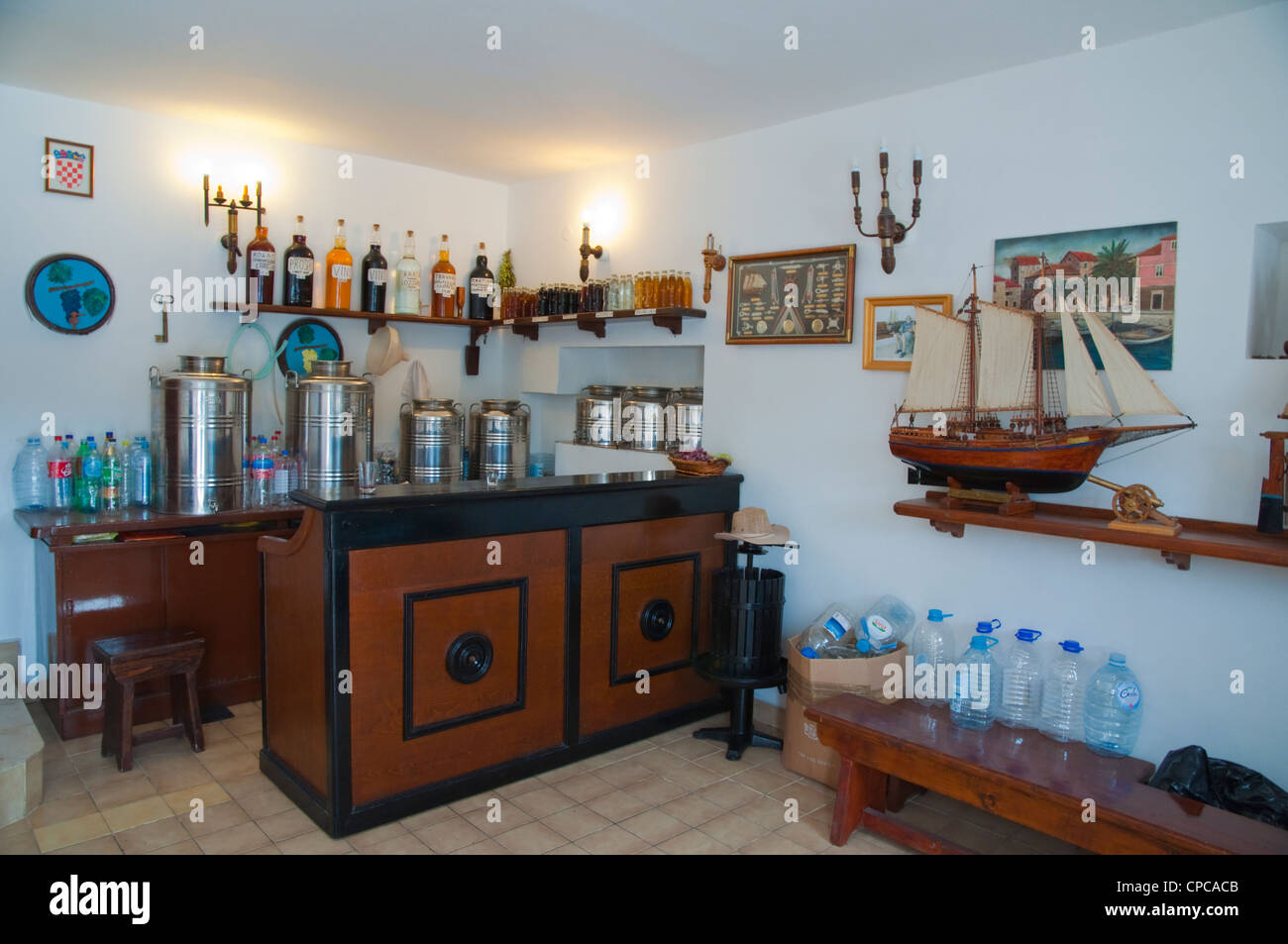 Wine bar and shop Stari Grad in Hvar island Croatia Europe Stock Photo