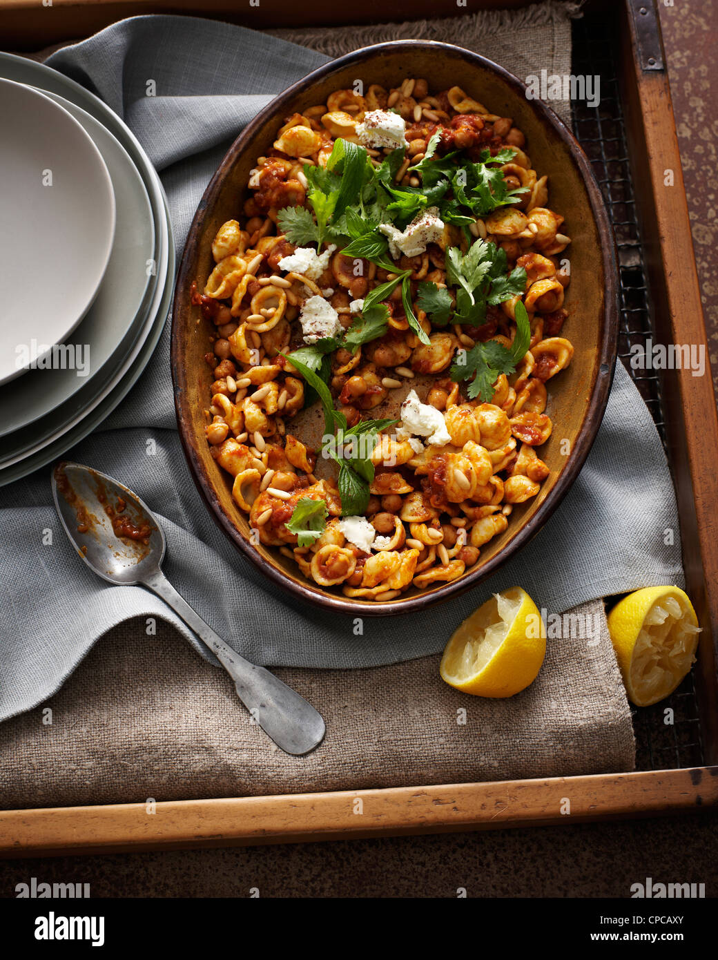 Plate of Moroccan pasta Stock Photo