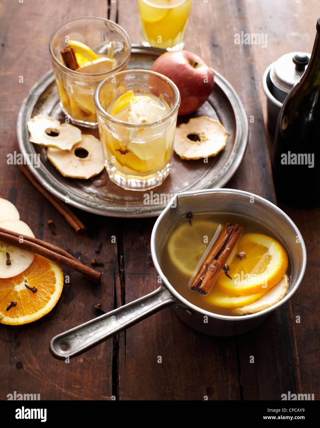 Glasses of mulled cider Stock Photo