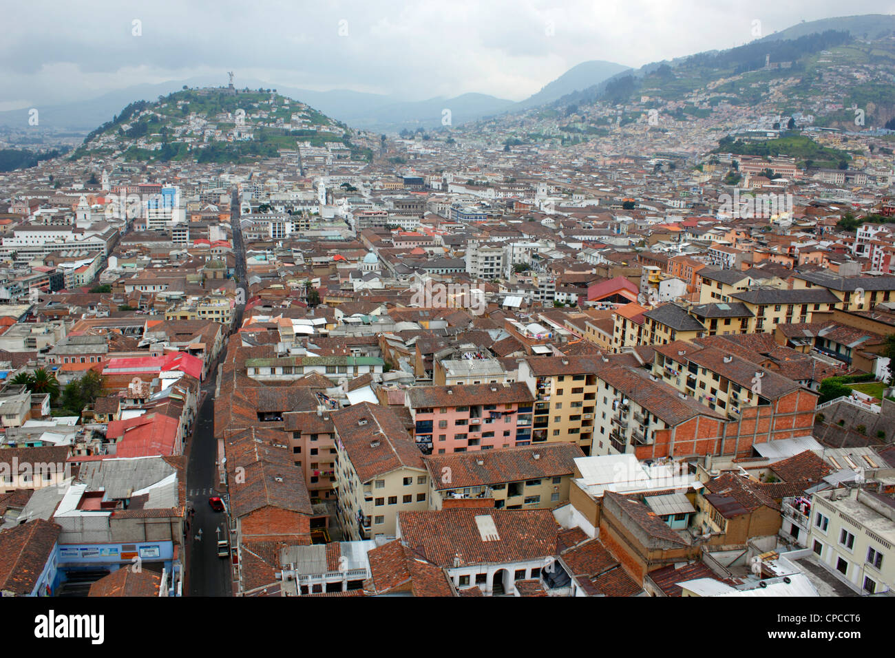 View over the historic centre of Quito, Ecuador Stock Photo