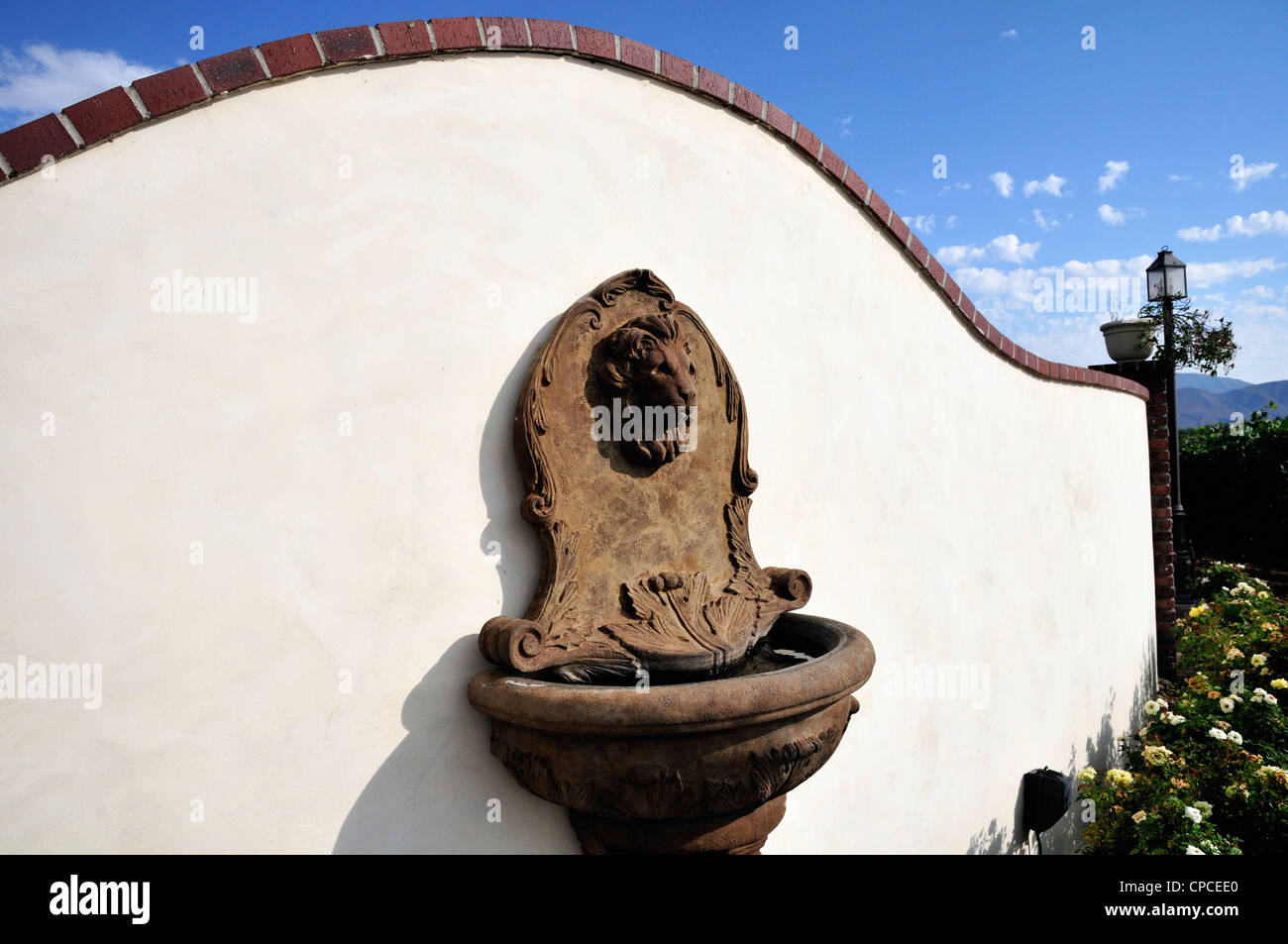 Stone fountain at Leoness Cellars winery, Temecula, California Stock Photo