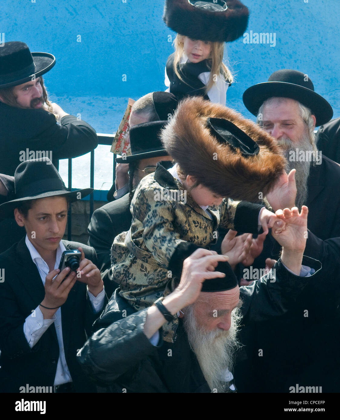 Orthodox Jews celebrates Halake in Bar Yochai tomb in Meron Stock Photo