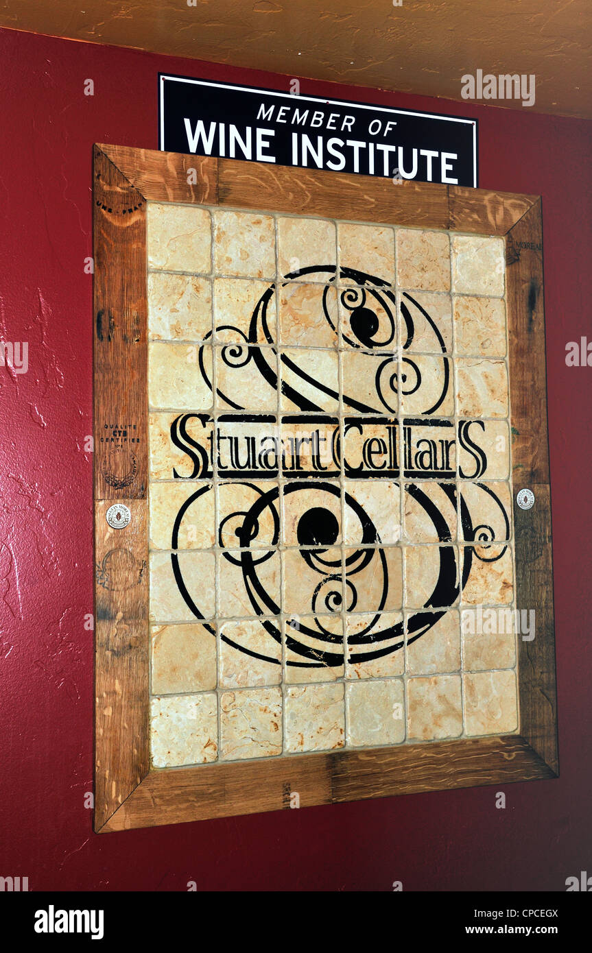 Tile sign announcing Stuart Cellars (a member of the Wine Institute