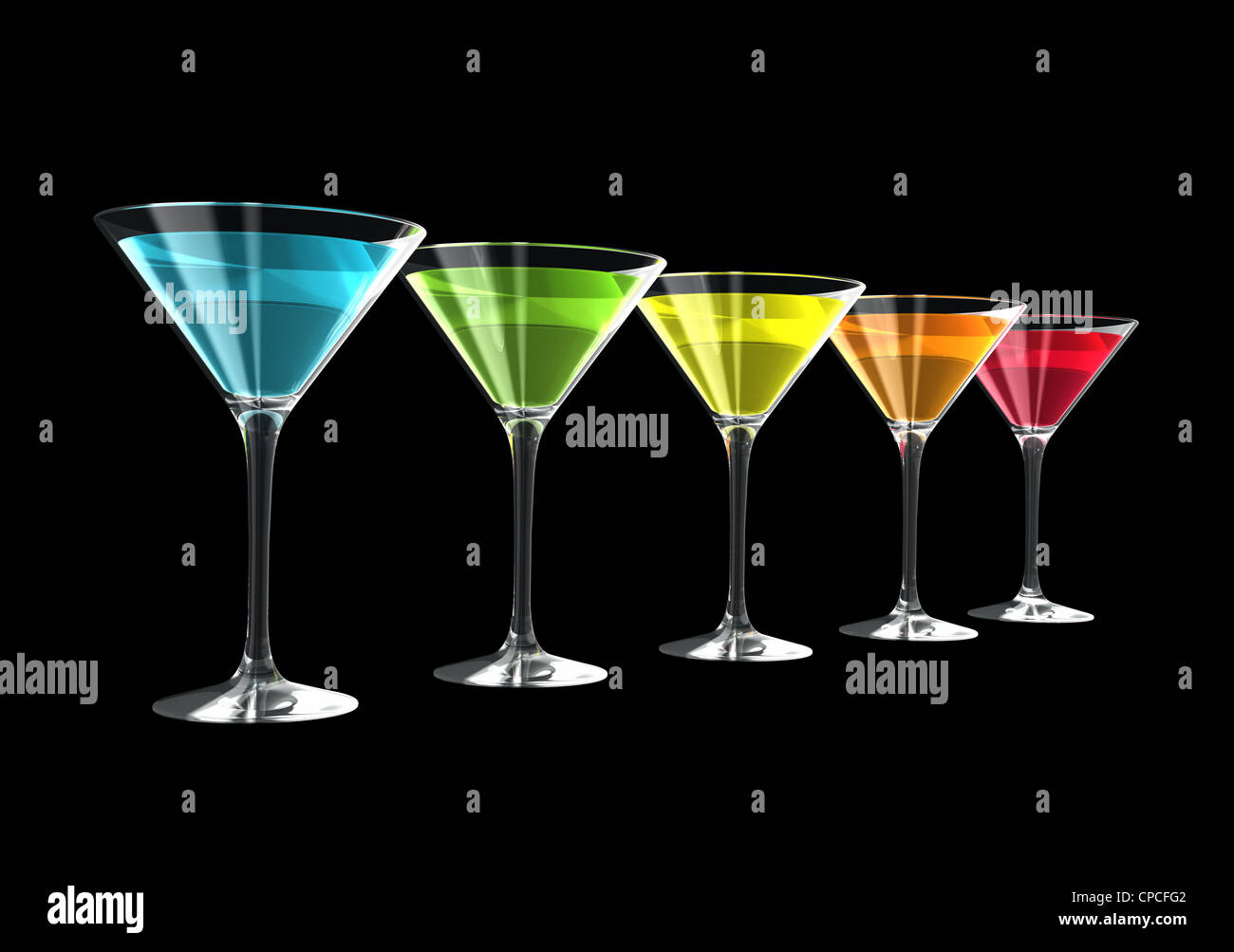 cocktail glasses isolated on a black background. three dimensional ...
