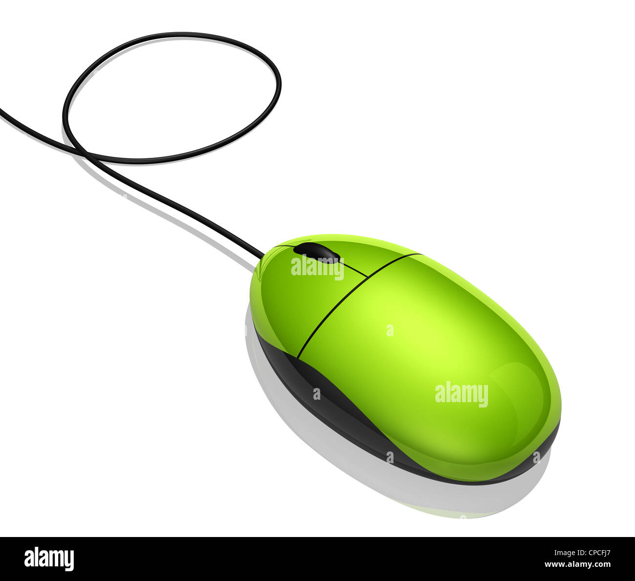 3D green computer mouse isolated on white Stock Photo