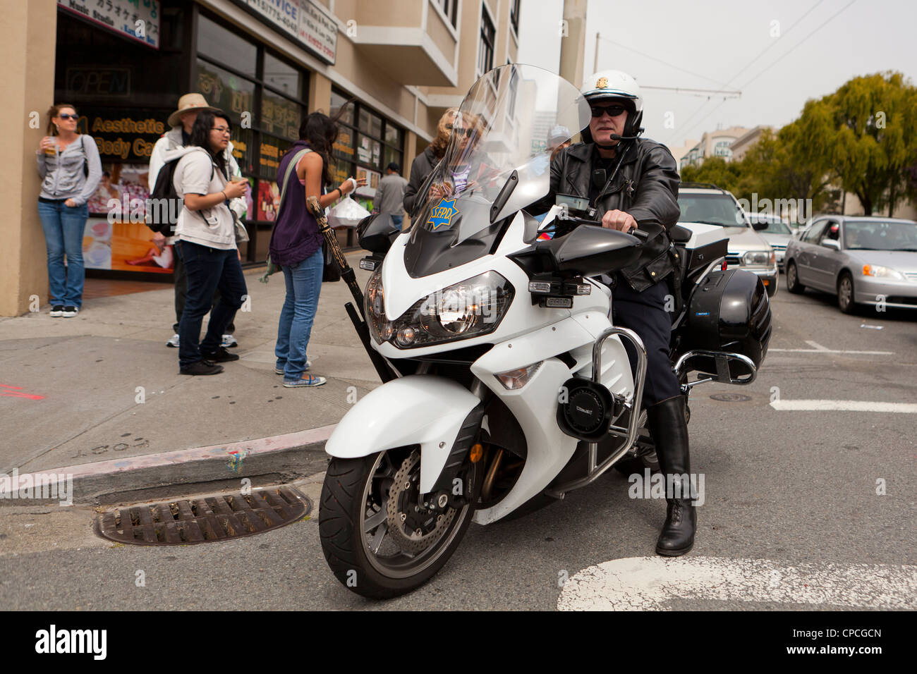 US motorcycle cop - San Francisco, California USA Stock Photo