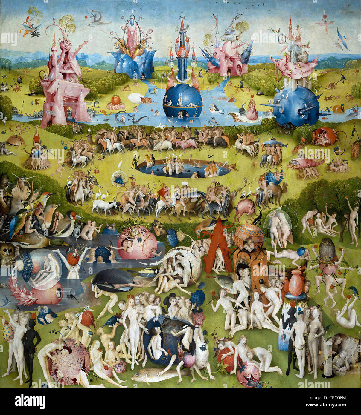 Hieronymus Bosch The Garden of Earthly Delights (central panel) 1504 Prado  museum - Madrid Stock Photo - Alamy