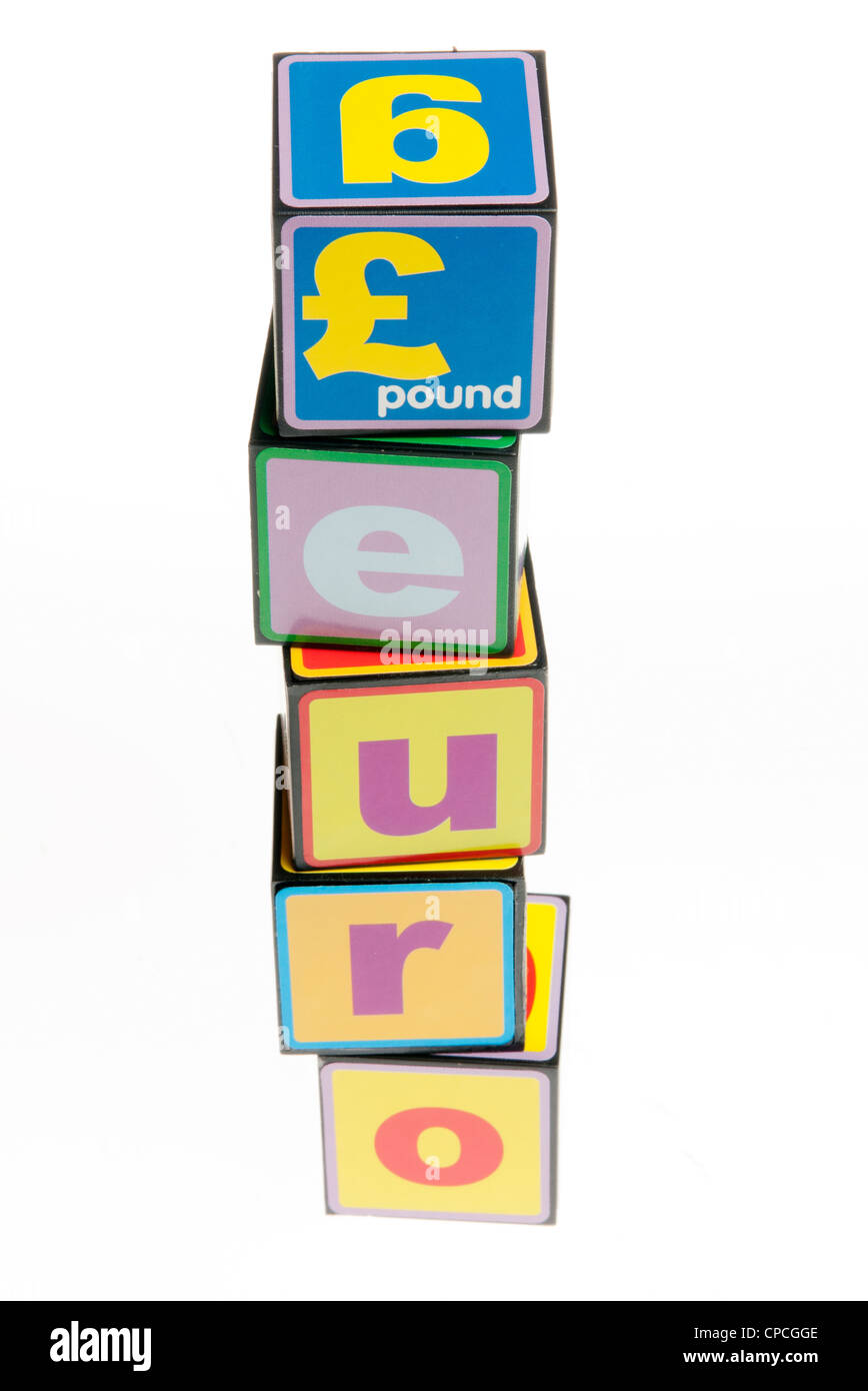 the pound and the euro building block concept Stock Photo
