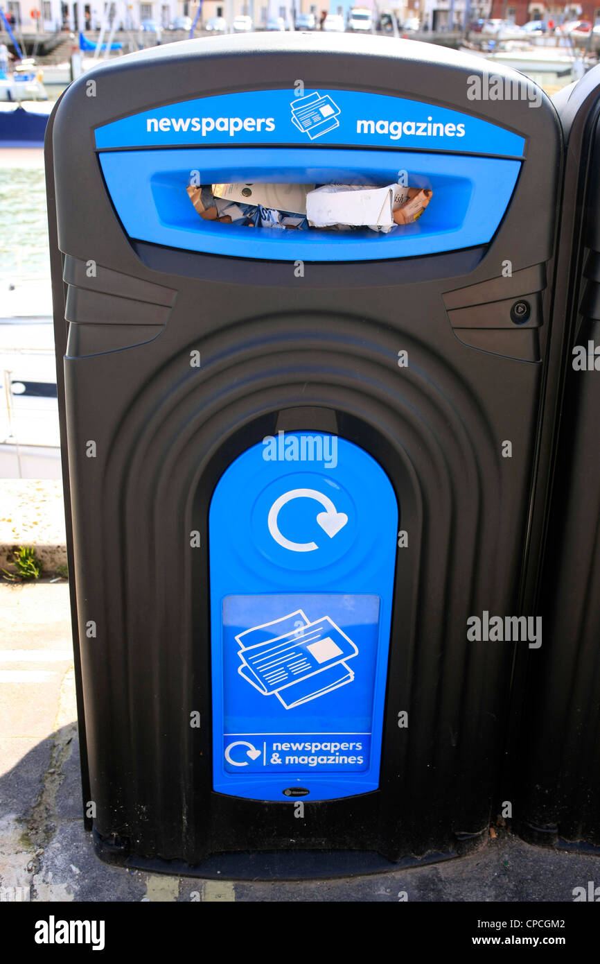 Recycling Bin for waste Newspaper and cardboard Stock Photo Alamy