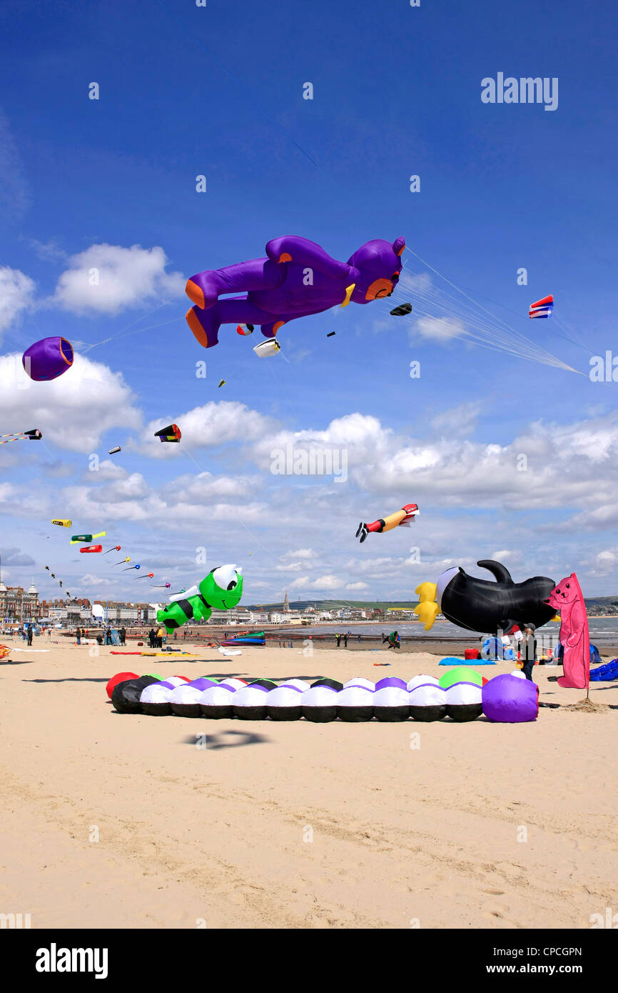The Kite Festival in Weymouth Dorset on a Bank holiday weekend Stock