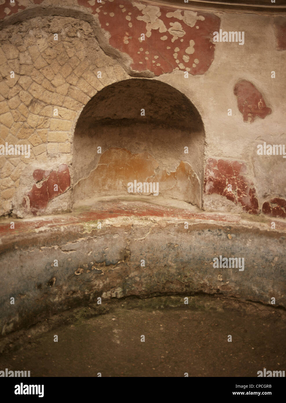 Italy Campania Herculanium Baths Recess in wall of pool  Stock Photo
