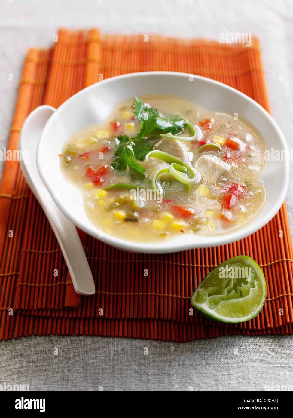 Bowl of fish and vegetable soup Stock Photo Alamy