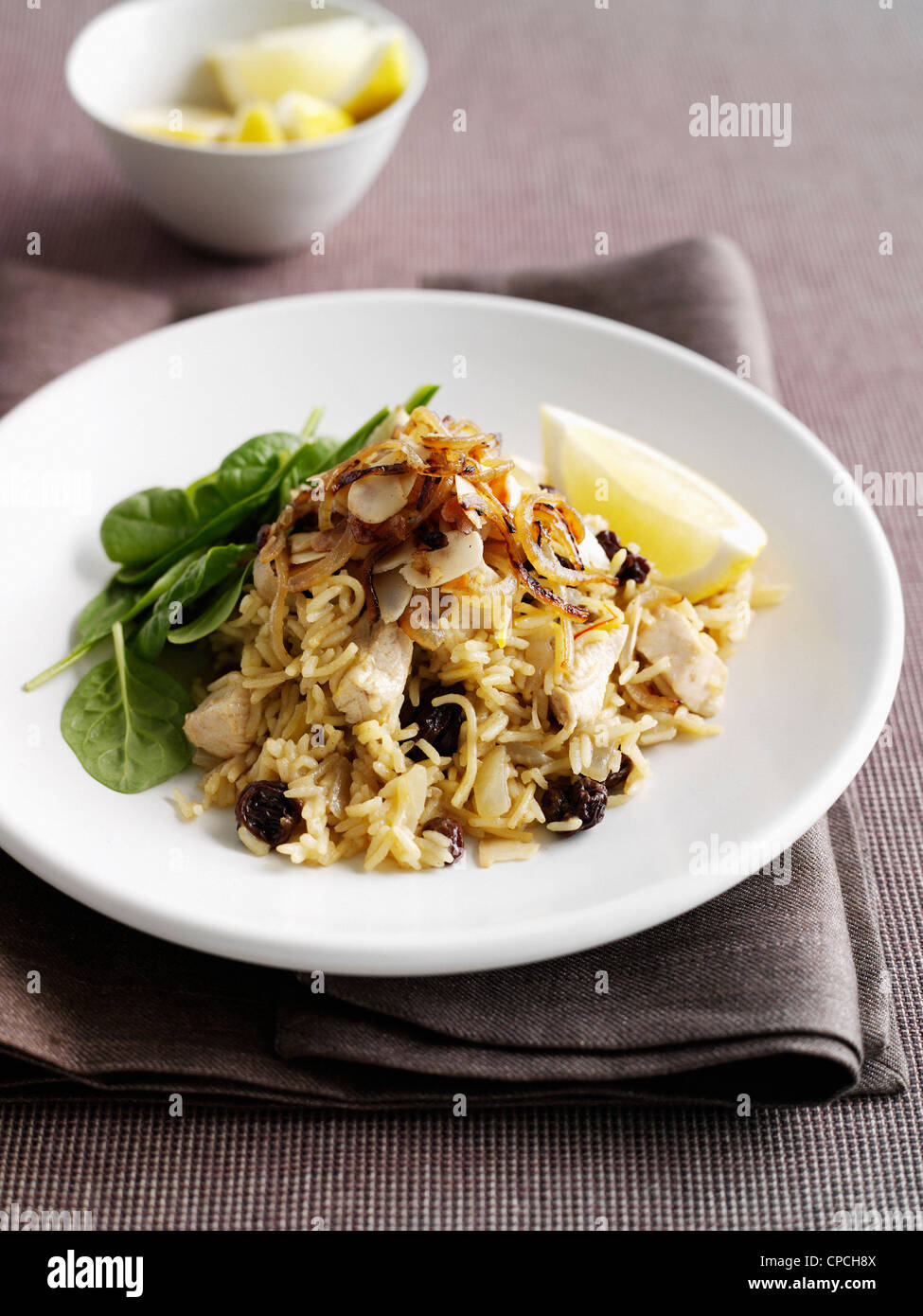Chicken with vegetables and rice Stock Photo - Alamy