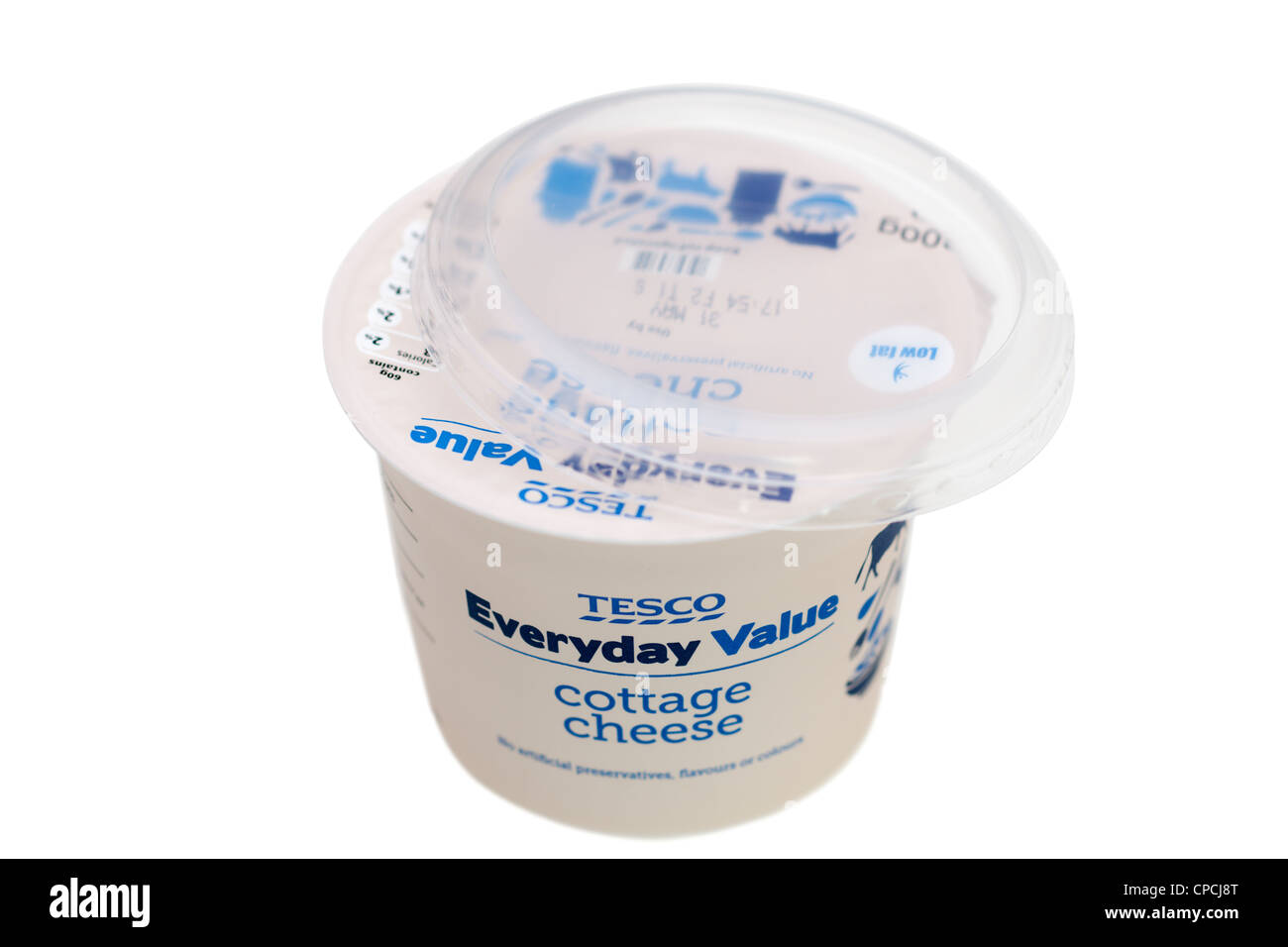 Carton of Tesco Everday value cottage cheese Stock Photo