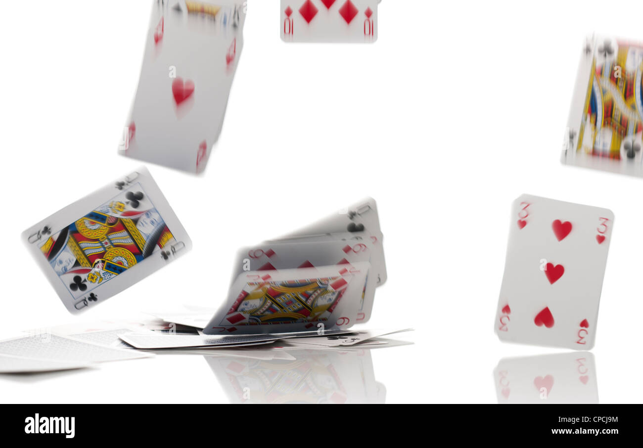 Pack of falling playing cards Stock Photo