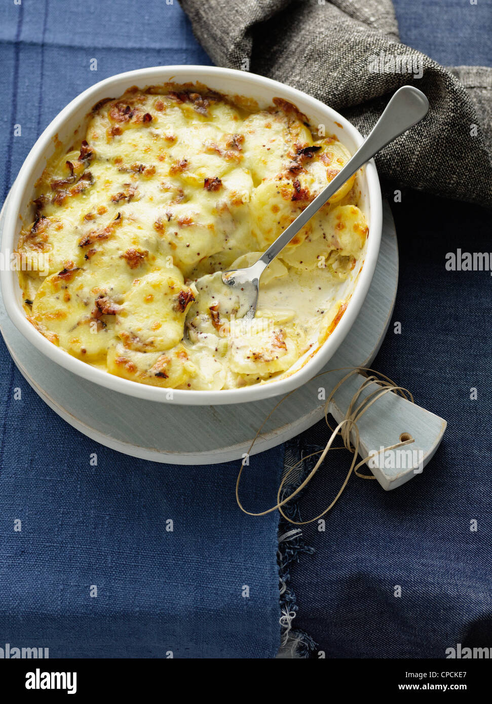 Sliced potato casserole with cheese Stock Photo