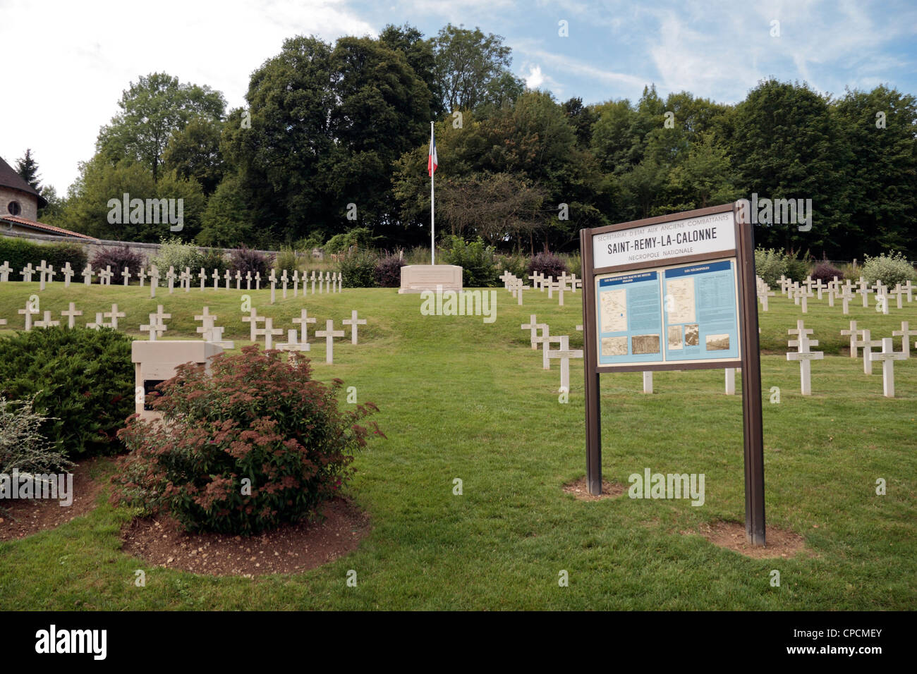 General view of the French National Cemetery St Remy La Calonne, Les Eparges, Lorraine, France. Stock Photo