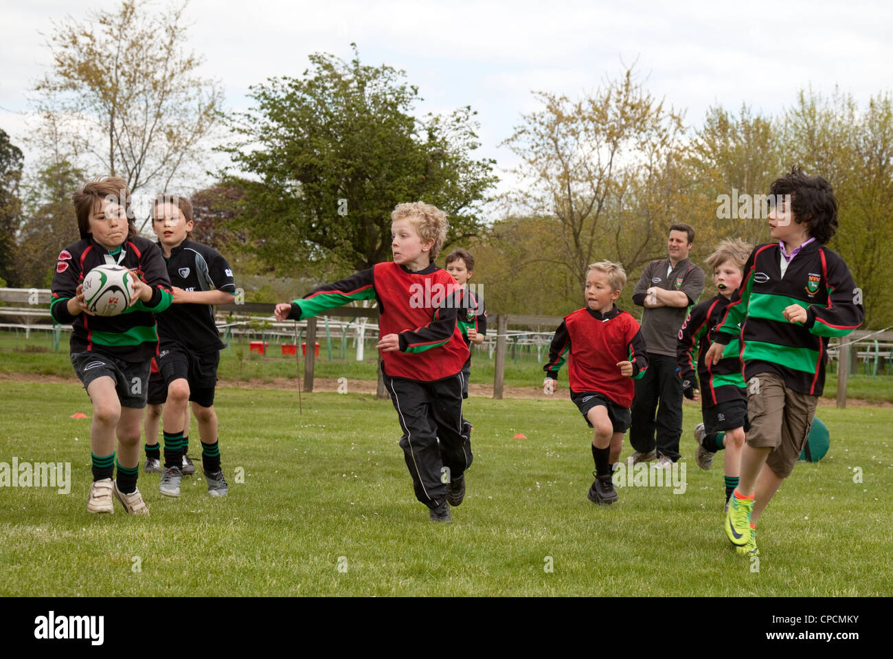 Junior boys rugby match, Newmarket Suffolk UK Stock Photo