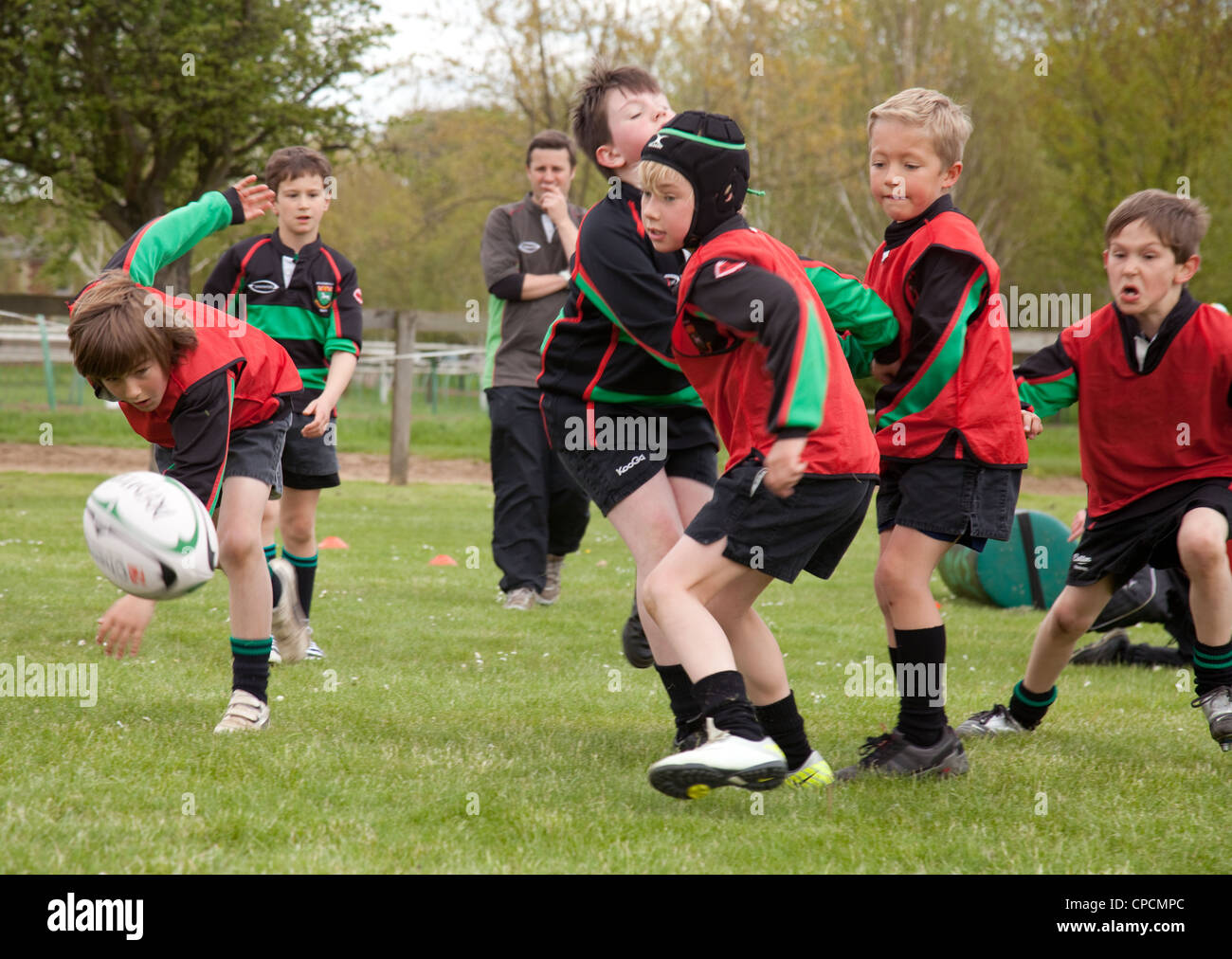 Junior boys rugby match, Newmarket Suffolk UK Stock Photo
