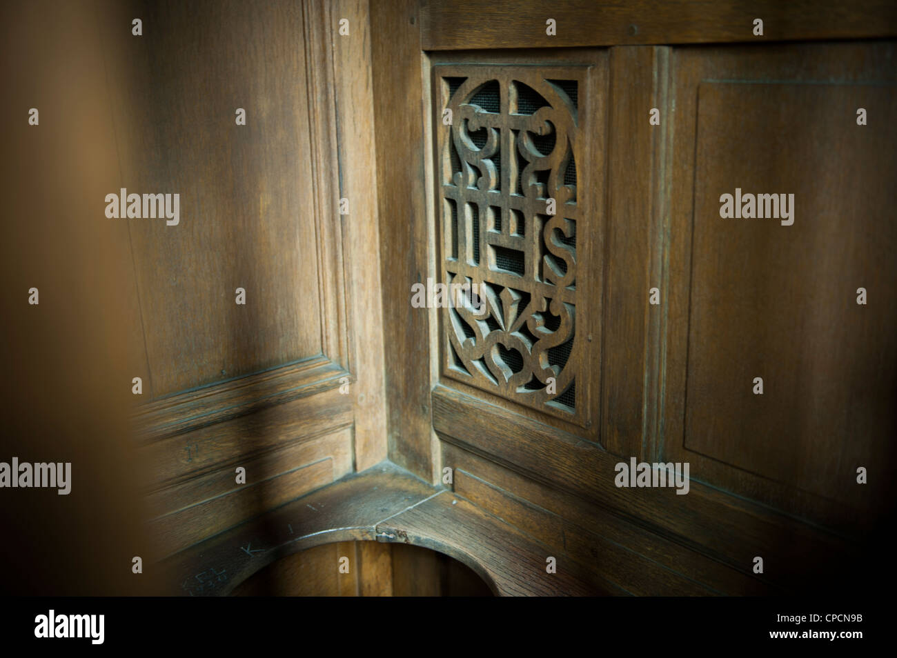 Confession booth in a church Stock Photo Alamy