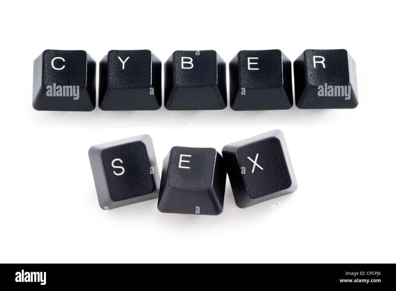 computer keys spelling the words cyber sex Stock Photo