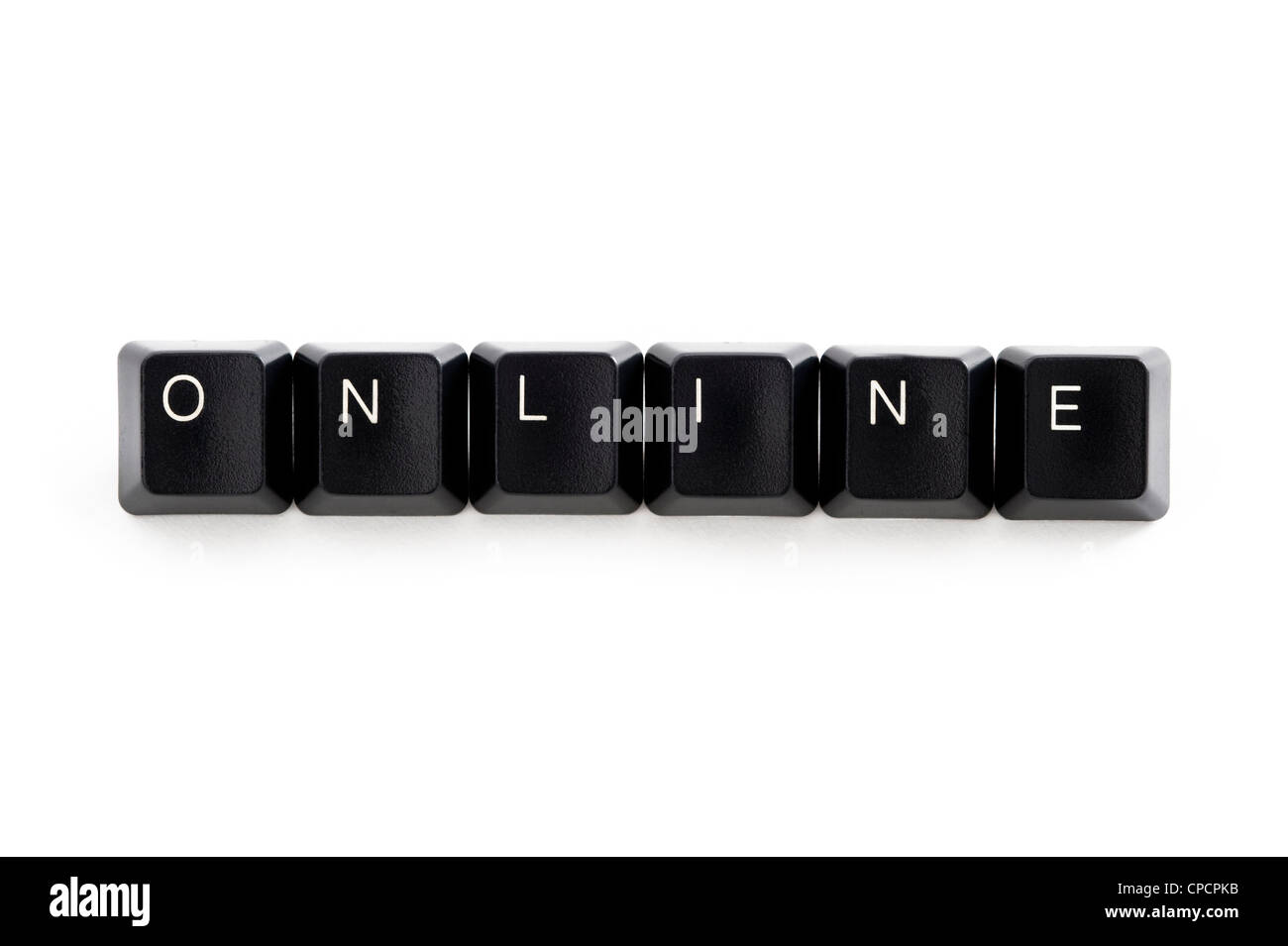 computer keys spelling the word online isolated on a white background Stock Photo