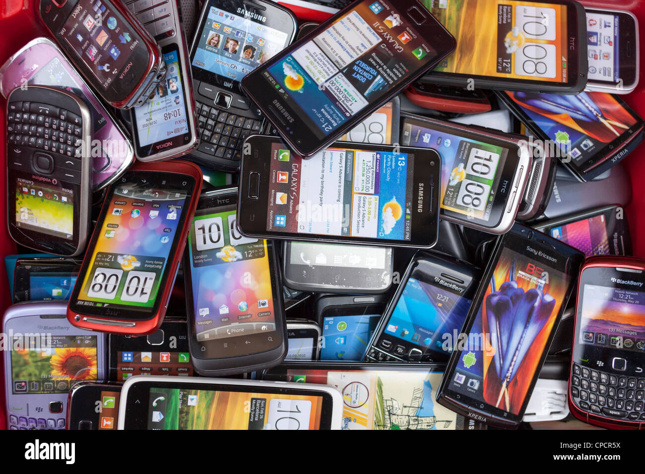 Pile of Smart Phones Stock Photo