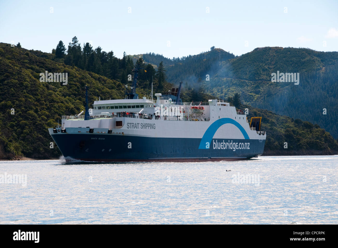 New Zealand South Island Picton, ferry in Marlborough Sounds. Stock Photo