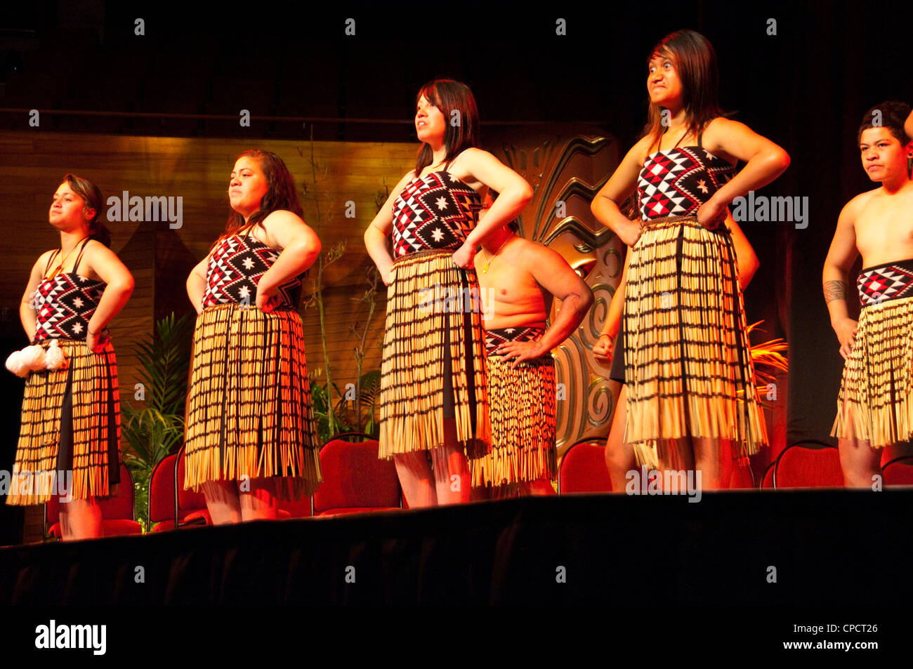 New Zealand, Wellington: Maori dancers. Stock Photo