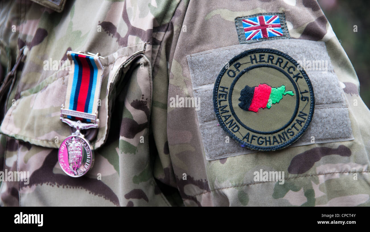Afghanistan Operational Service Medal on the chest of a British Soldier Stock Photo